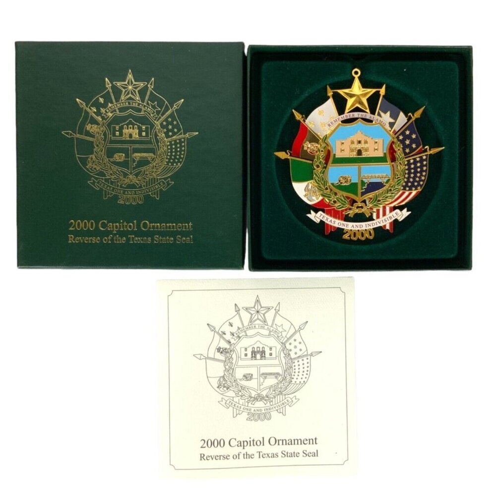 2000 Texas Capitol Ornament Reverse Seal Collectible Christmas Holiday Decor